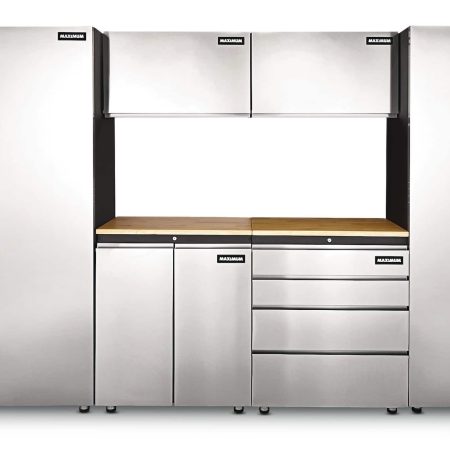 MAXIMUM 2-Door Tall Cabinet with 3 Adjustable Shelves, Stainless Series, 77 x 30 x 18-in