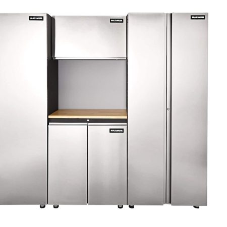 MAXIMUM 2-Door Tall Cabinet with 3 Adjustable Shelves, Stainless Series, 77 x 30 x 18-in