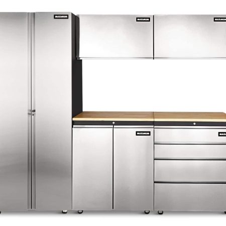 MAXIMUM 2-Door Tall Cabinet with 3 Adjustable Shelves, Stainless Series, 77 x 30 x 18-in