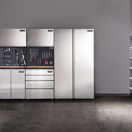 MAXIMUM 2-Door Tall Cabinet with 3 Adjustable Shelves, Stainless Series, 77 x 30 x 18-in