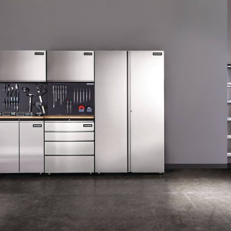 MAXIMUM 2-Door Tall Cabinet with 3 Adjustable Shelves, Stainless Series, 77 x 42 x 18-in