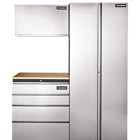 MAXIMUM 2-Door Tall Cabinet with 3 Adjustable Shelves, Stainless Series, 77 x 30 x 18-in