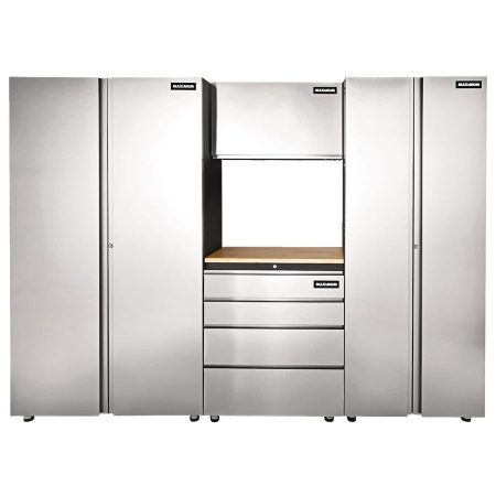 MAXIMUM 2-Door Tall Cabinet with 3 Adjustable Shelves, Stainless Series, 77 x 30 x 18-in