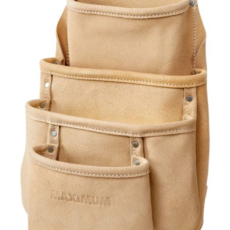 MAXIMUM Tradesperson's Drywall Leather Tool Pouch, 4 Pockets