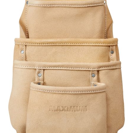 MAXIMUM Tradesperson's Drywall Leather Tool Pouch, 4 Pockets