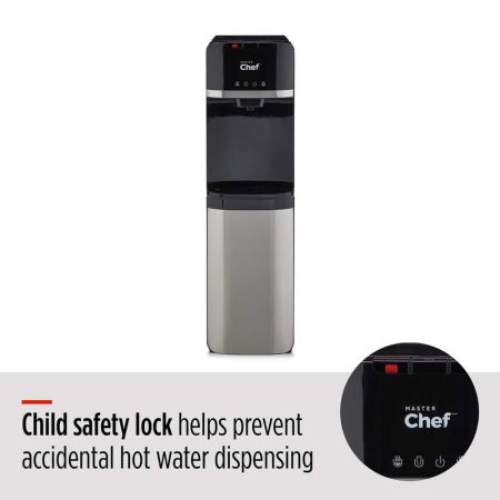 MASTER Chef Bottom Load Water Cooler/Dispenser, 3 Temperatures, Black/Stainless Steel