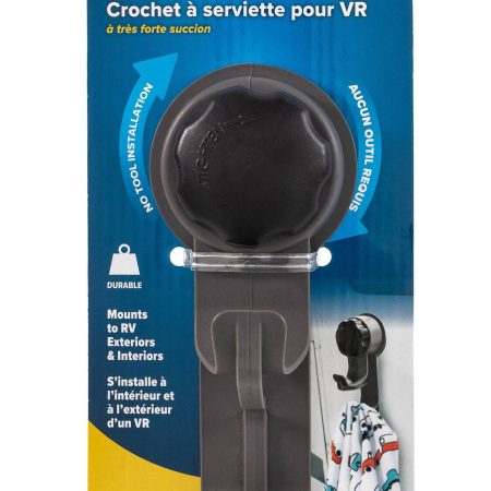 CAMCO 44027 Mechanical Suction Cup Hook for RV Surfaces, Grey