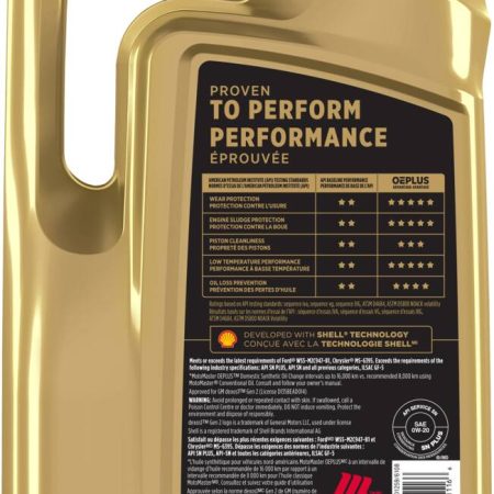 MotoMaster OEPLUS Domestic Premium 0W20 Synthetic Engine/Motor Oil, 5-L