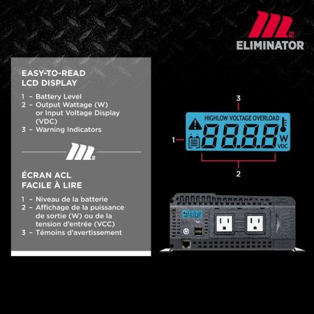 MotoMaster Eliminator Pure Sine Wave Power Inverter, Includes Battery Cables Fuse Kit and Wired Remote, 1500W