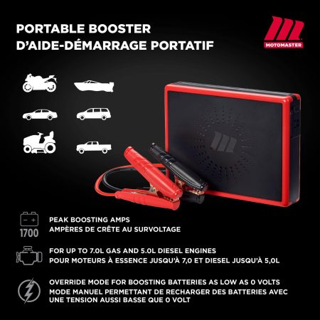 MotoMaster PowerBox® MINI Portable Power Pack & Battery Booster/Jump Starter, 1700 Peak Amps, 100W