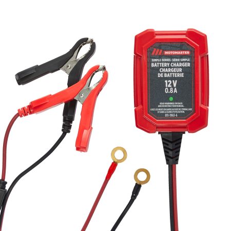 MotoMaster Simple Series Smart Battery Charger/Maintainer, Fully Automatic, 0.8-Amp, 12V