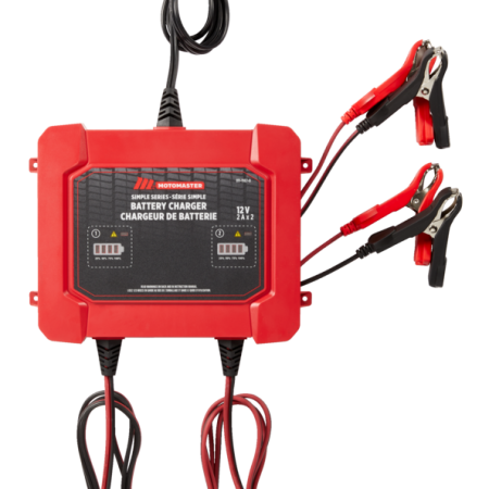 MotoMaster Simple Series 2-Bank Smart Battery Charger/Maintainer, 2x2-Amp, 12V