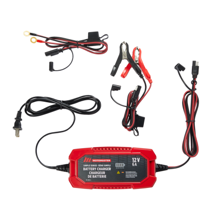 MotoMaster Simple Series Smart Battery Charger/Maintainer, Fully Automatic, 6-Amp, 12V