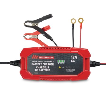 MotoMaster Simple Series Smart Battery Charger/Maintainer, Fully Automatic, 6-Amp, 12V