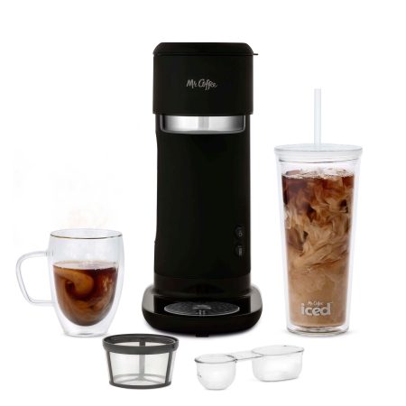 Mr. Coffee Hot Coffee & Iced Coffee Maker with Reusable Tumbler & Coffee Filter, Black