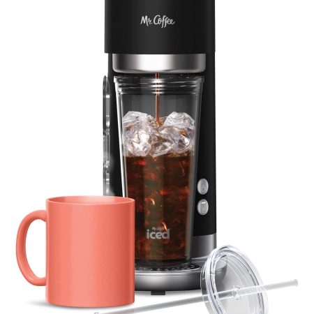 Mr. Coffee Hot Coffee & Iced Coffee Maker with Reusable Tumbler & Coffee Filter, Black