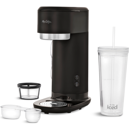 Mr. Coffee Hot Coffee & Iced Coffee Maker with Reusable Tumbler & Coffee Filter, Black