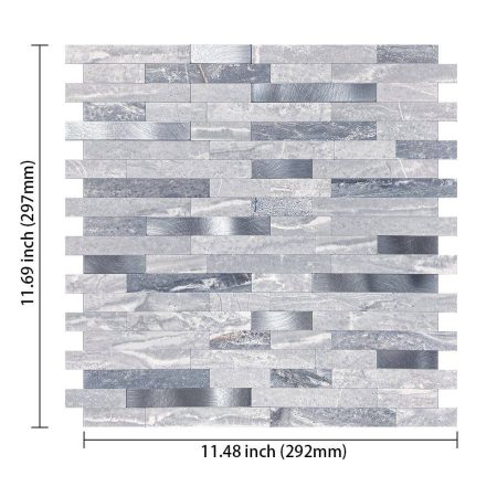 Murella Peel & Stick DIY Backsplash Wall Tile, Pearl/Silver