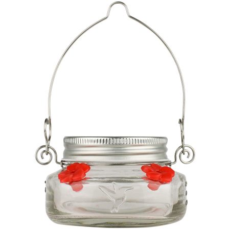 Nature's Way Mason Jar Hummingbird Feeder, 6-oz, Clear