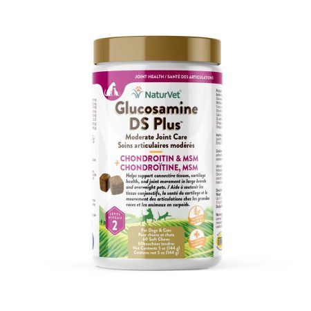 NaturVet Glucosamine DS Plus™ Soft Chew Supplements/Tablets, Level 2 Moderate Care Joint Support for Cats and Dogs, 60-pk