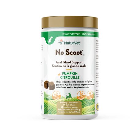 NaturVet No Scoot® Anal Gland Support + Pumpkin Soft Chew Supplements/Tablets for Dogs, 60-pk