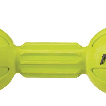 NerfDog Durable Rubber Retriever Barbell Chew Dog Toy, Large, Green