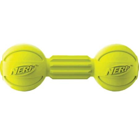 NerfDog Durable Rubber Retriever Barbell Chew Dog Toy, Large, Green