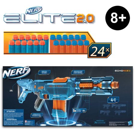 NERF Elite 2.0 Echo CS-10 Slam-Fire Blaster Set With 24 NERF Darts & 10-Dart Clip, Age 8+