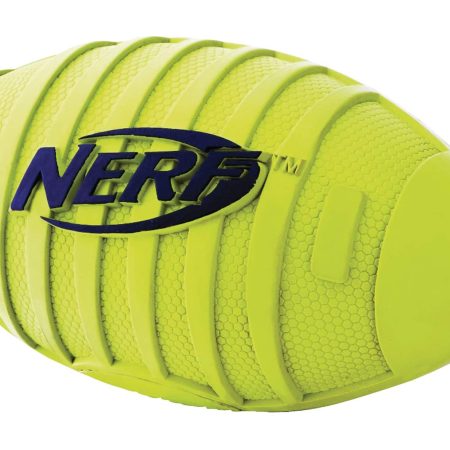 NerfDog Squeak Rubber Football Dog Toy, Medium/Large, Green