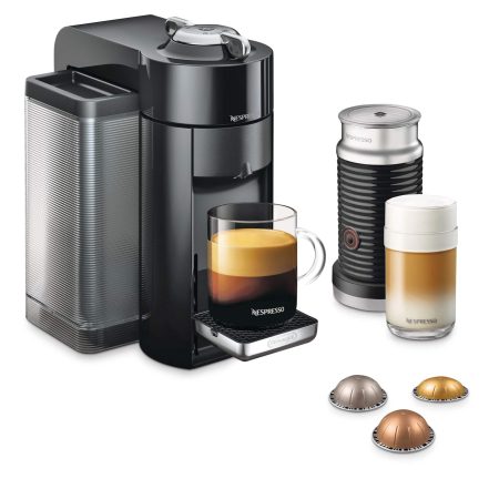 Nespresso Vertuo Coffee & Espresso Machine by DeLonghi w/ Aeroccino Milk Frother, Black