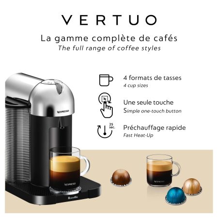 Nespresso Vertuo Coffee & Espresso Machine by Breville, Chrome