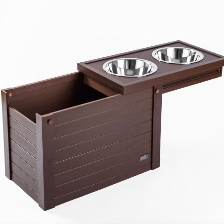 New Age Pet® ECOFLEX® Piedmont Elevated 2-Bowl Pet Diner Stand with Hidden Storage Bin, Assorted Colours