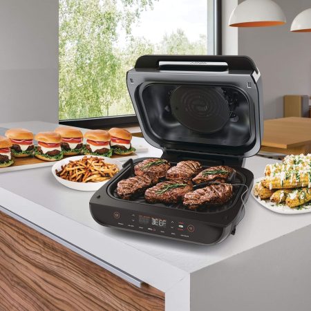 Ninja® 6-in-1 Non-Stick Indoor Grill/Air Grill w/ Air Fryer, Stainless Steel, Black