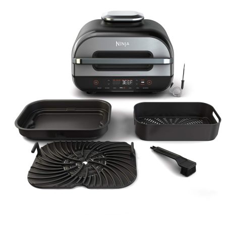 Ninja® 6-in-1 Non-Stick Indoor Grill/Air Grill w/ Air Fryer, Stainless Steel, Black