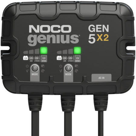 NOCO GEN5X2 Onboard Smart Battery Charger/Maintainer/Desulfator, 2-Bank, 10-Amp, 12V