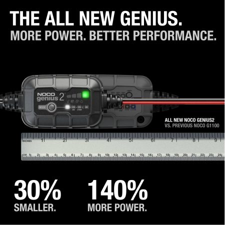 NOCO GENIUS2 Smart Battery Charger/Maintainer/Desulfator, 2-Amp, 6V/12V