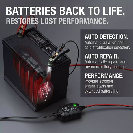 NOCO GENIUS2 Smart Battery Charger/Maintainer/Desulfator, 2-Amp, 6V/12V