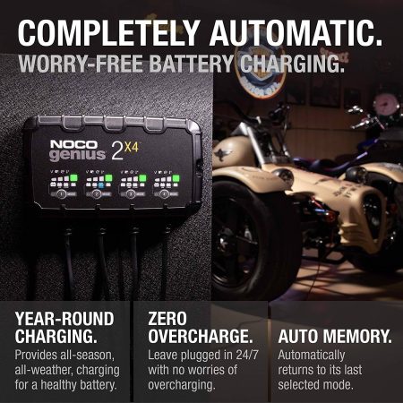 NOCO GENIUS2X4 Smart Battery Charger/Maintainer/Desulfator, 4-Bank, 8-Amp, 6V/12V