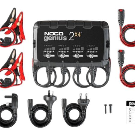 NOCO GENIUS2X4 Smart Battery Charger/Maintainer/Desulfator, 4-Bank, 8-Amp, 6V/12V