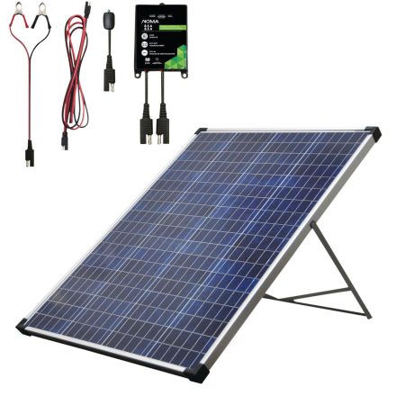 NOMA 100 Watt, 12V Crystalline Solar Panel Kit with Stand and Charge Controller