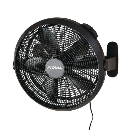 NOMA Wall Mounted 5-Blade Portable Air Circulating Wall Fan, 3-Speed, Black, 20-in