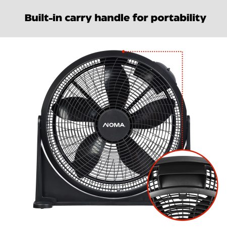 NOMA Wall Mounted 5-Blade Portable Air Circulating Wall Fan, 3-Speed, Black, 20-in