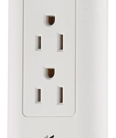 NOMA 3-Outlet and 2 USB Port Power Bar with Surge Protector, 4-ft Cord, 450 Joules, White