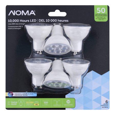 NOMA PAR16 GU10 LED Bulbs/Flood Light, Non-Dimmable, Daylight (5000K), 50W, 6-pk