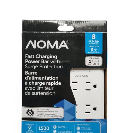 NOMA 8-Outlet 2 USB-A/C Power Bar