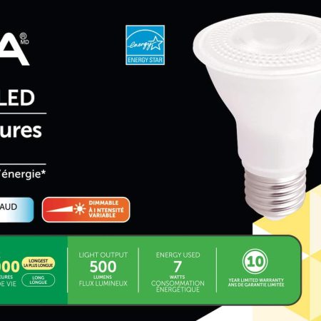 NOMA PAR20 E26 Base Dimmable LED Flood Light Bulbs, 3000K, 500 Lumens, Warm White, 50W, 3-pk