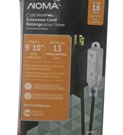 NOMA 9-ft 10-in 16/3 Extreme Cold Weather Outdoor Extension Cord with Lighted End, Flexible, Black