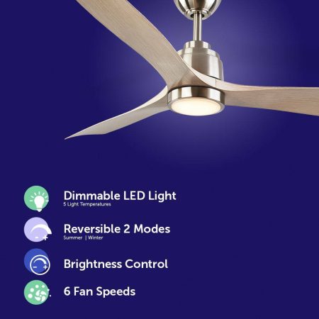 NOMA Cassian Outdoor Ceiling Fan with LED Light Kit, 52-in