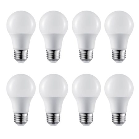 NOMA A19 E26 Base Non-Dimmable LED Light Bulbs, 800 Lumens, Warm White, 60W, 8-pk