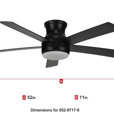 NOMA Milton 5-Reversible blade 6-Speed Ceiling Fan with LED Light & Remote, 52-in, Black